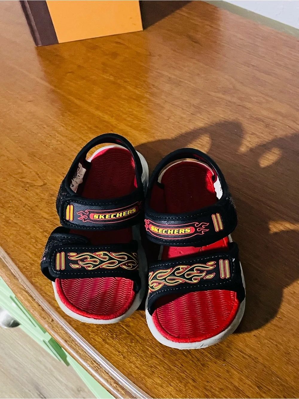 Skechers Kids Black & Red Flame Sandals